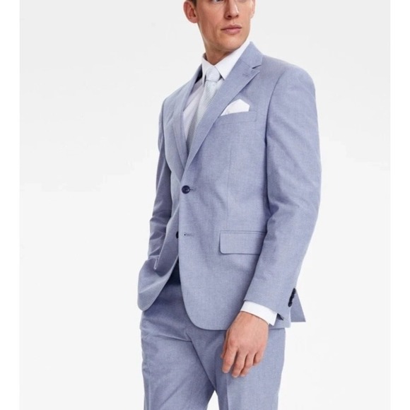 Tommy Hilfiger Mens Modern fit Sport Coat Blazer 46 L Light Blue Cotton Chambray
